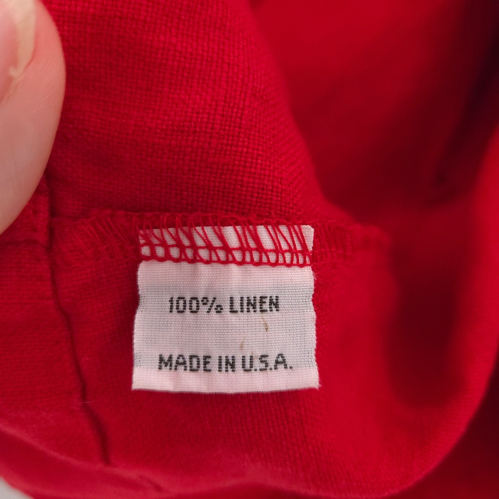 Bryn Walker Linen Blazer Women L Red Open Front Lightweight Made in USA - Picture 6 of 8